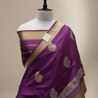 Royal Magenta Pure Katan Silk Sona Ropa kadiyal Motif Handloom Banarasi Sarees