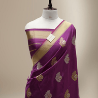Royal Magenta Pure Katan Silk Sona Ropa kadiyal Motif Handloom Banarasi Sarees