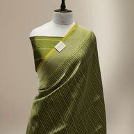 Green Pure Katan Silk Sona Ropa kadiyal Strip Handloom Banarasi Sarees