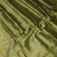 Green Pure Katan Silk Sona Ropa kadiyal Strip Handloom Banarasi Sarees