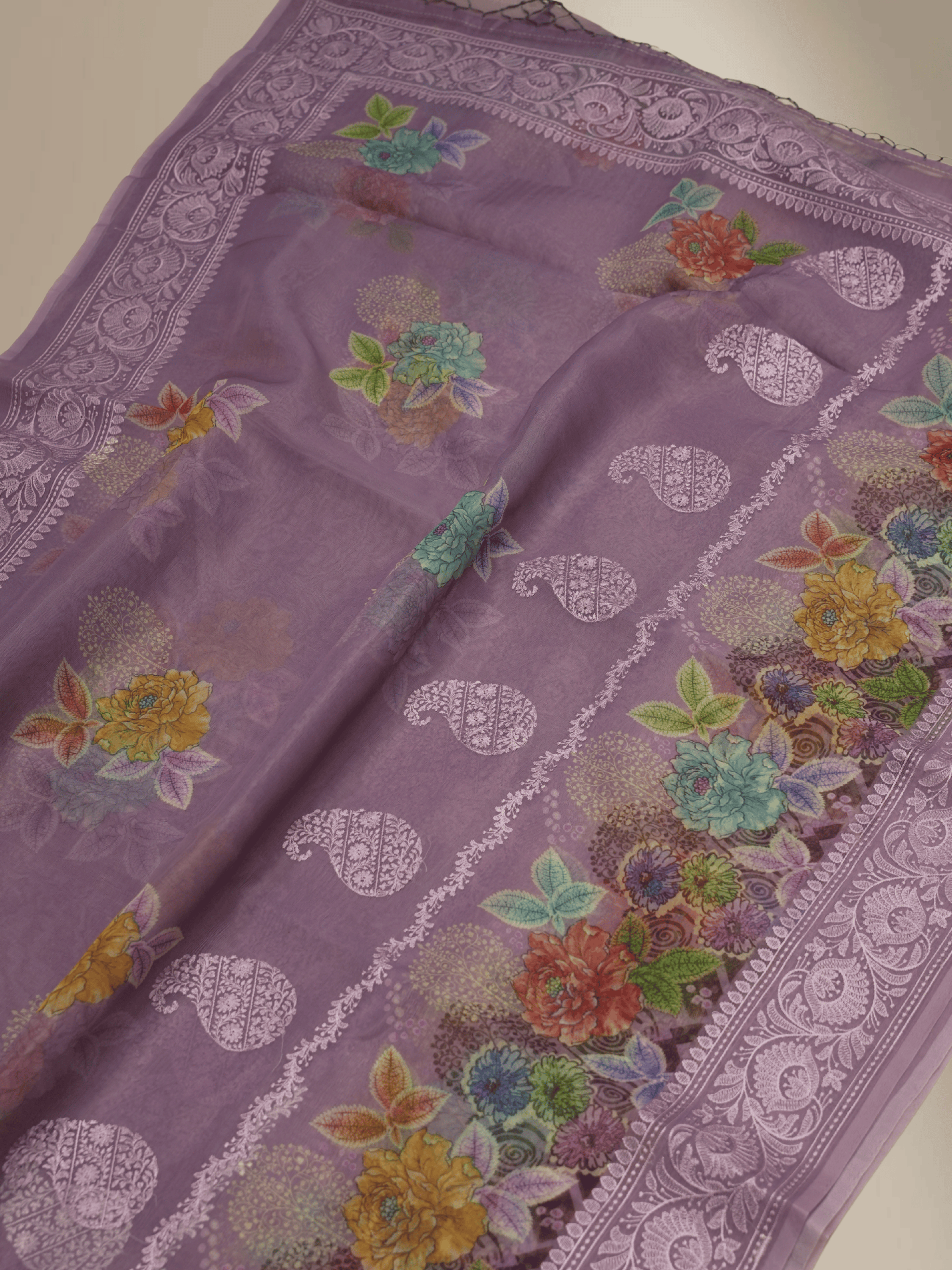 Fancy Kora Digital Print With Heavy Border Embroidery