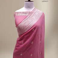 Pure Georgette Banarasi Handloom Saree - Peach