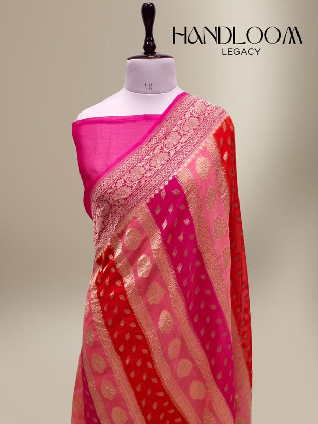 Rangkat Khaddi Georgette Handloom Banarasi Saree