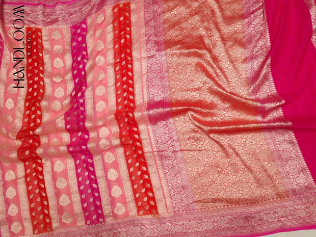 Rangkat Khaddi Georgette Handloom Banarasi Saree